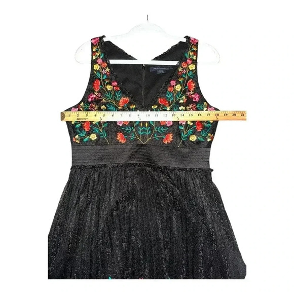 French Connection Amity Black Lace Floral Flared Dress, 10 - Picture 7 of 8